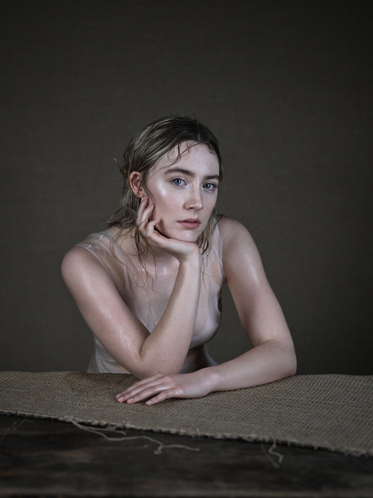 Saoirse Ronan poses for Interview in a Dior dress