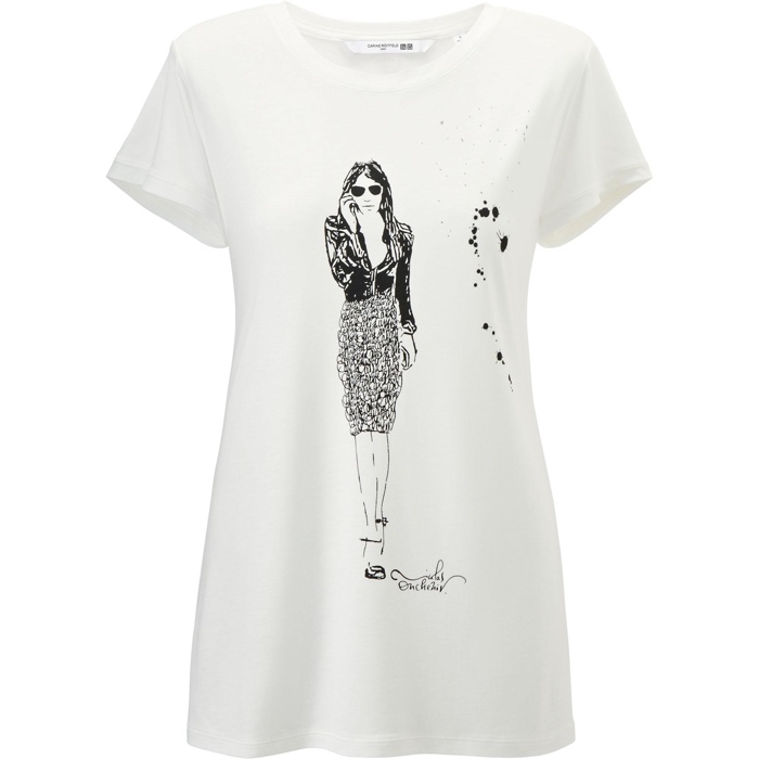 Uniqlo x Carine Roitfeld Illustrated White T-Shirt