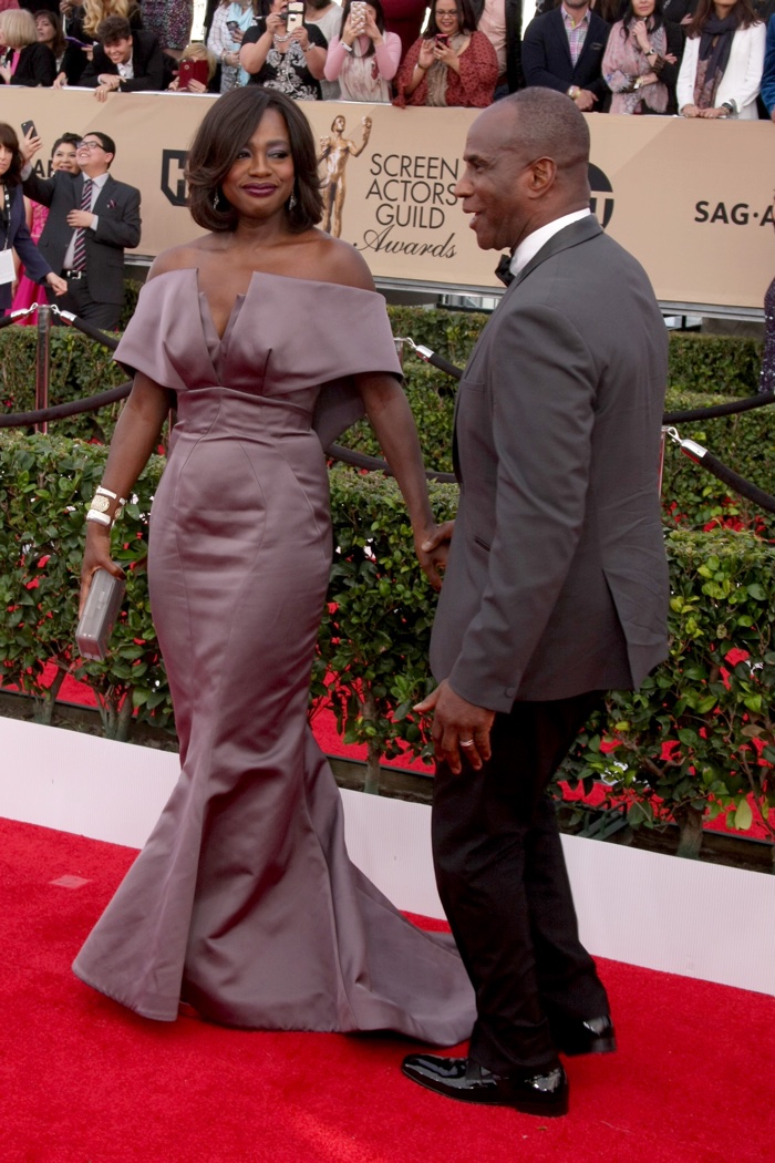 JANUARY 30th: Viola Davis attends the 2016 SAG Awards wearing a purple Zac Posen dress. Photo: Helga Esteb / Shutterstock.com