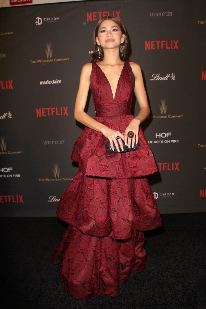 JANUARY 2016: Zendaya at the 2016 Weinstein Company Golden Globes Party wearing a Marchesa dress. Photo: CarlaVanWagoner / Shutterstock.com