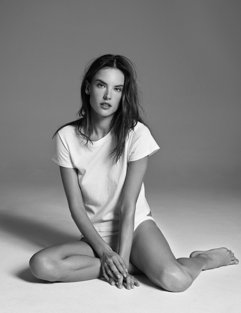 Alessandra Ambrosio for Re/Done x Hanes t-shirt campaign