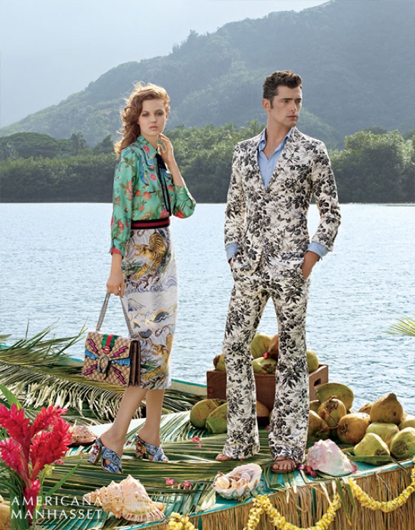 Lindsey Wixson poses with Sean O'pry in looks from Gucci's spring 2016 collection