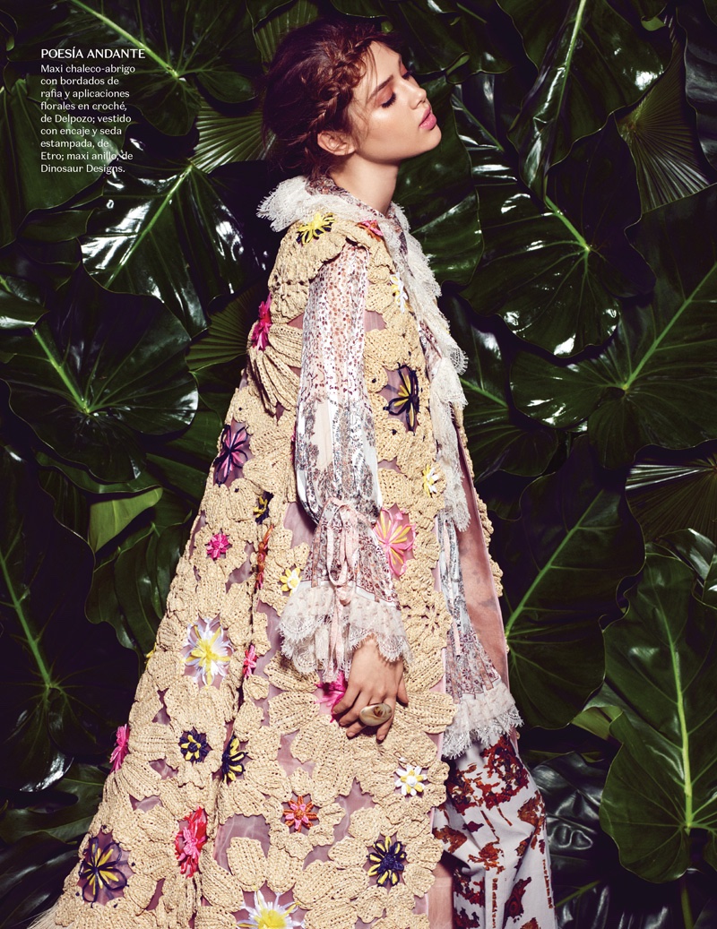 Photographed by jason Kim, Anais models tropical inspired prints