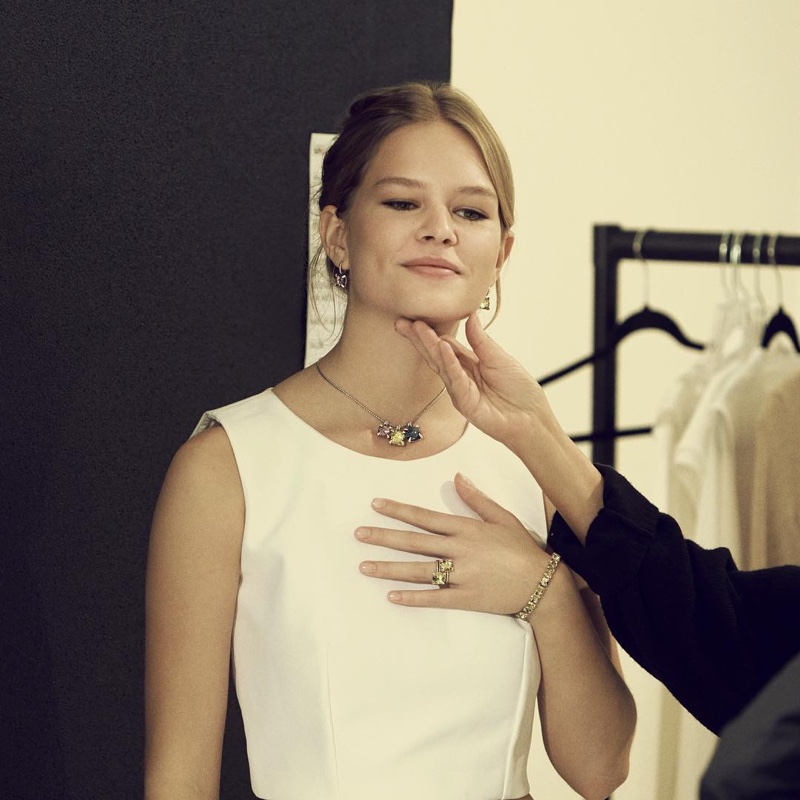 Anna Ewers captured behind the scenes at jewelry brand David Yurman's spring 2016 campaign. 