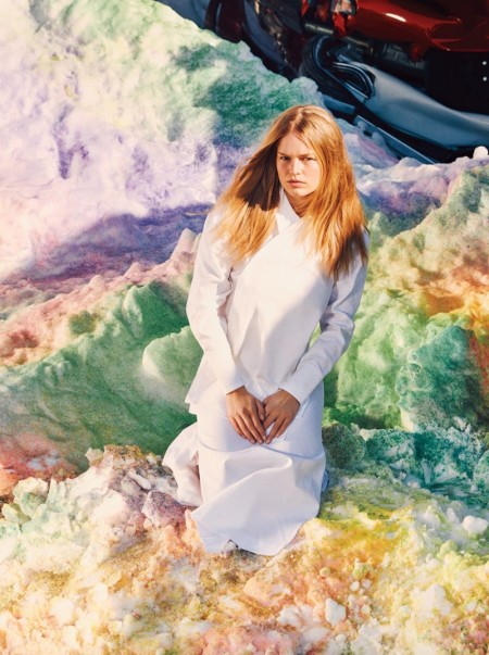 Anna Ewers is Junkyard Chic in All White Looks for W