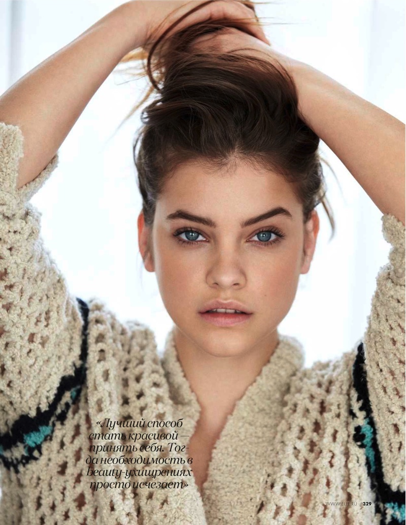 Barbara Palvin looks cozy in a knit sweater style