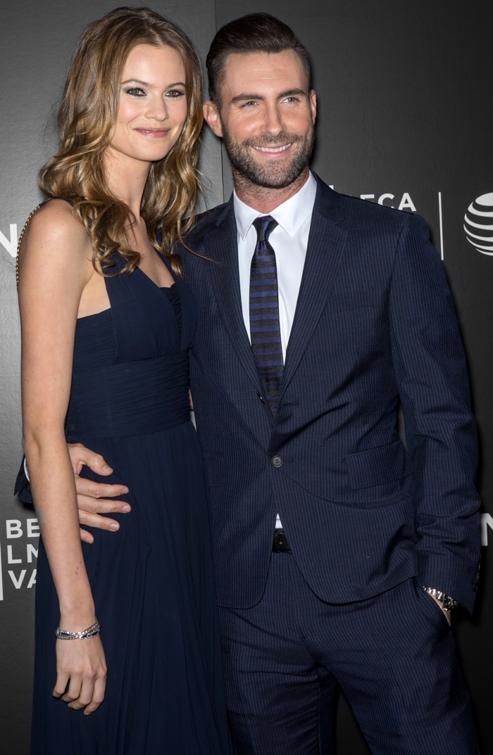 Behati Prinsloo and Adam Levine both stepped out in dark looks at the 2014 Tribeca Film Festival. Photo: Shutterstock.com