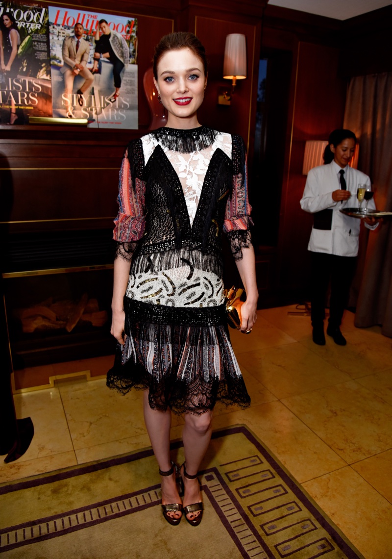 Bella Heathcote wears a mixed-media Rodarte dress at The Hollywood Reporter dinner. Photo: Getty Images