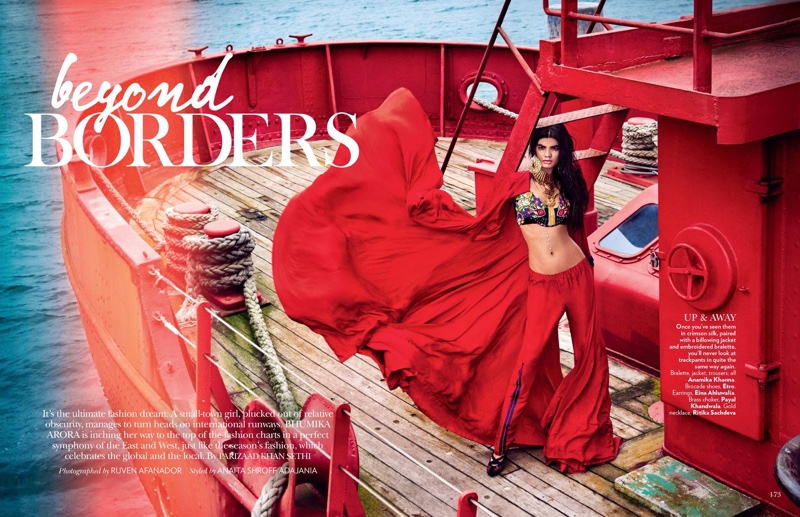 Bhumika Arora poses on the high seas in the fashion editoral