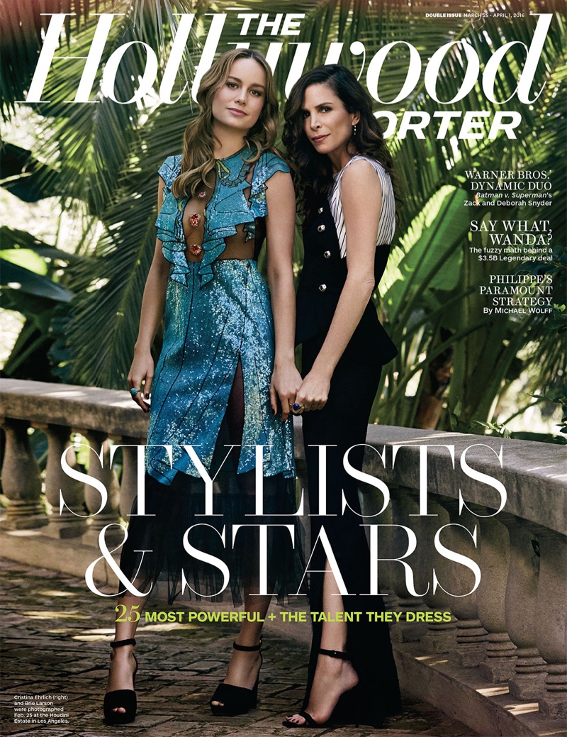 Brie Larson and stylist  Cristina Ehrlich on The Hollywood Reporter's March 2016 cover