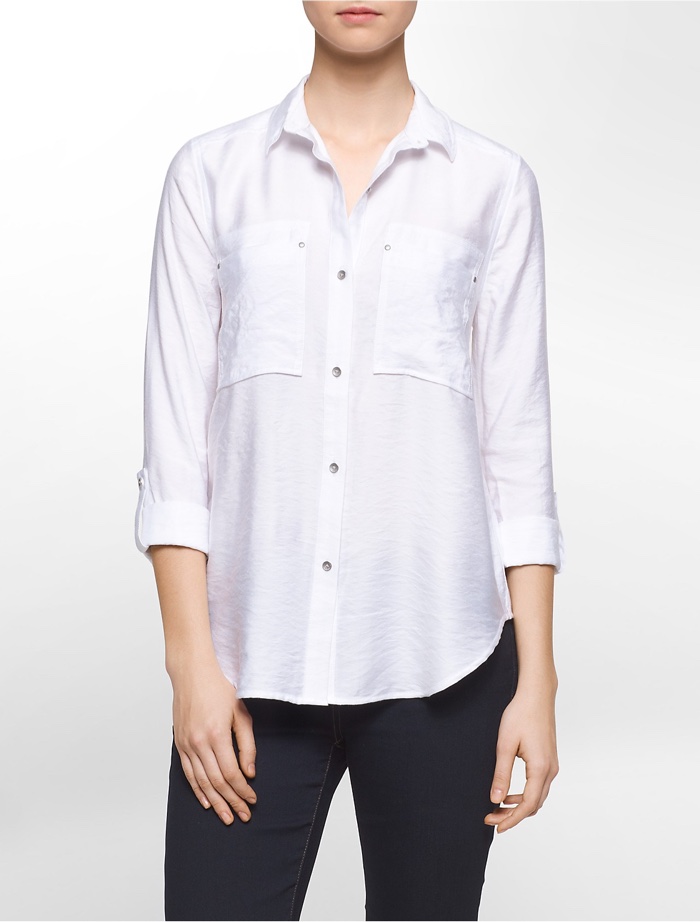 Calvin Klein White Label Crinkle Textured Utility Pocket Shirt