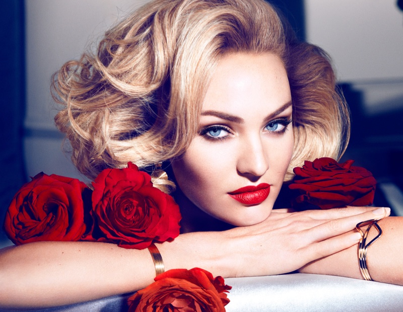 Candice Swanepoel poses for Max Factor Marilyn Monroe Lipstick Collection