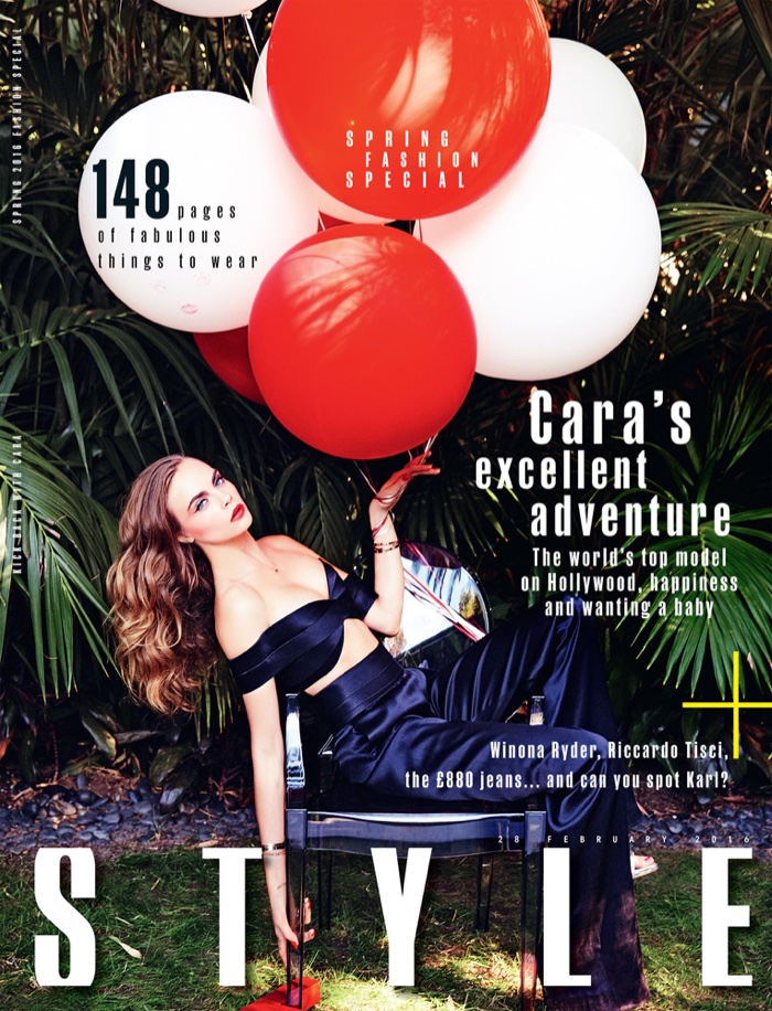 Cara Delevingne on Sunday Times Style February 28, 2016 Cover