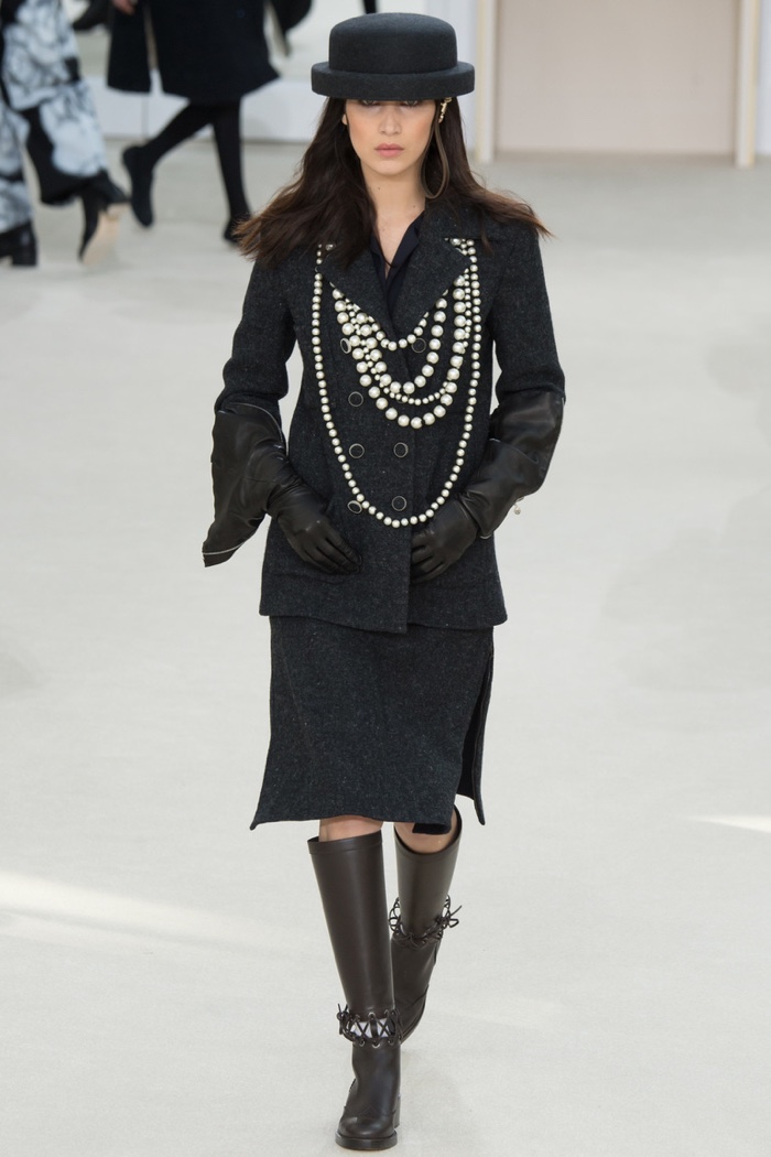 Bella Hadid walks the runway at Chanel's fall-winter 2016 show presented during Paris Fashion Week