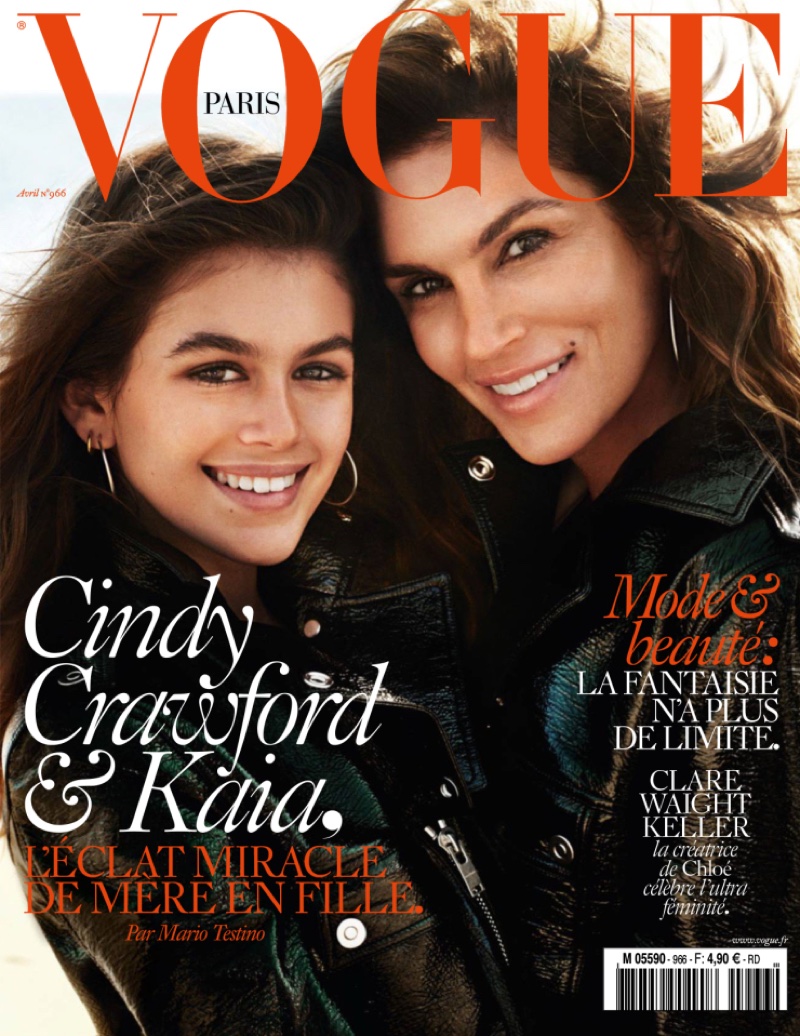 Cindy Crawford and Kaia Gerber on Vogue Paris April 2016 Cover