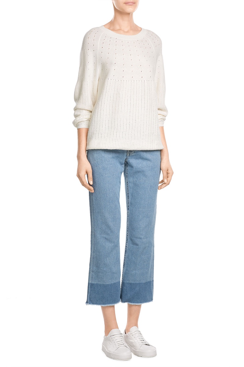 Claudia Schiffer x TSE Cotton Cashmere Silk Blend Sweater