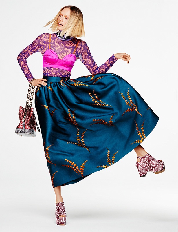 POSE OFF: Tosca gets moving in a Dries Van Noten bra top, skirt and printed shirt