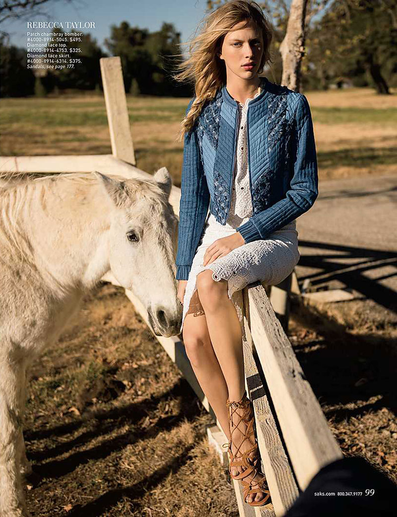 Juliana Schurig Models Folk Fashion for Saks Fifth Avenue