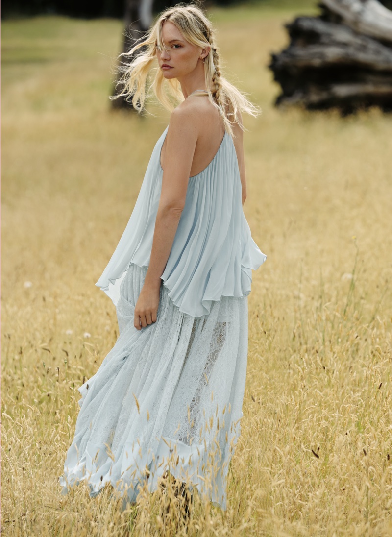 Gemma Ward wears Free People Lark maxi dress