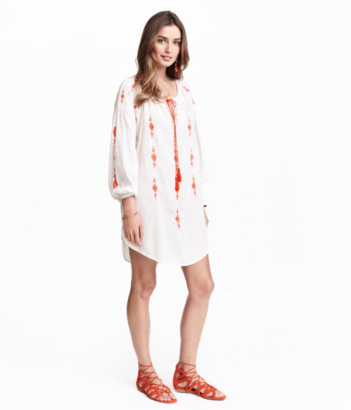 H&M Embroidered Tunic Dress