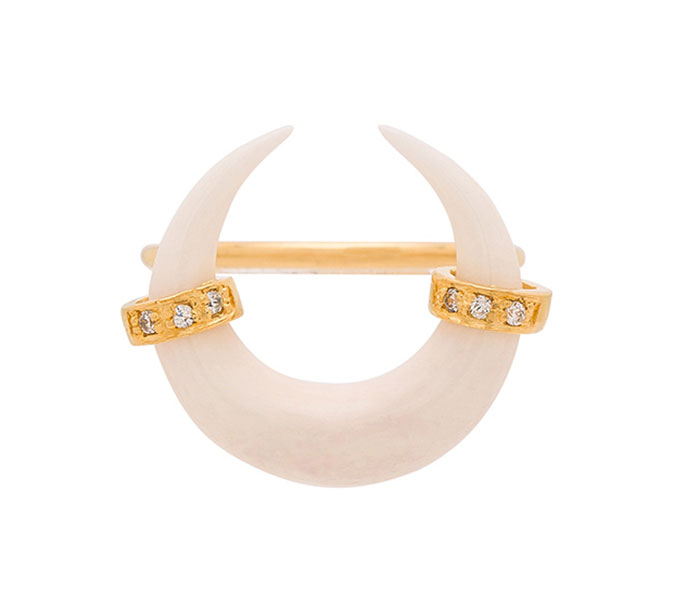 Jacquie Aiche Abalone Double Horn Ring in Gold