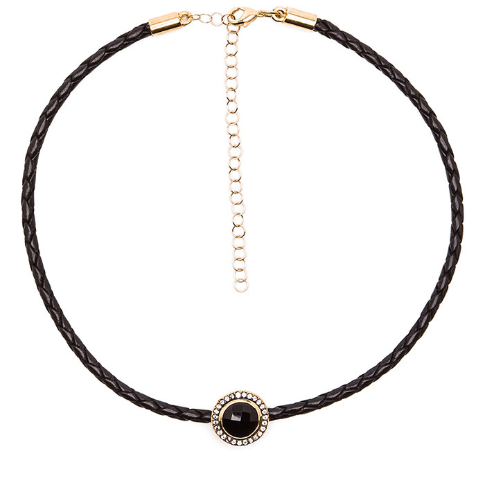 Jacquie Aiche Round Gemstone Braided Choker Black