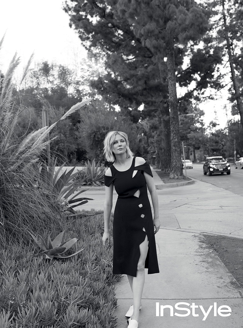 Kirsten Dunst poses in a Christopher Kane dress with Victoria Beackham shoes