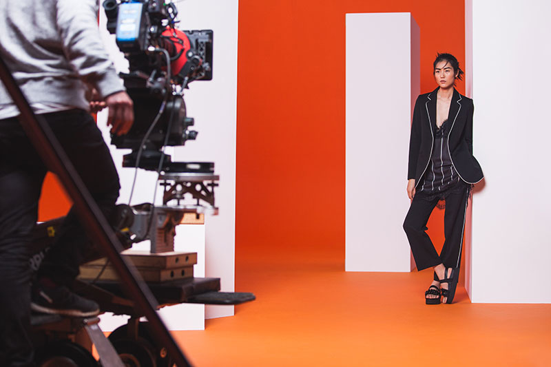 Liu Wen behind the scenes at Mango's March 2016 campaign