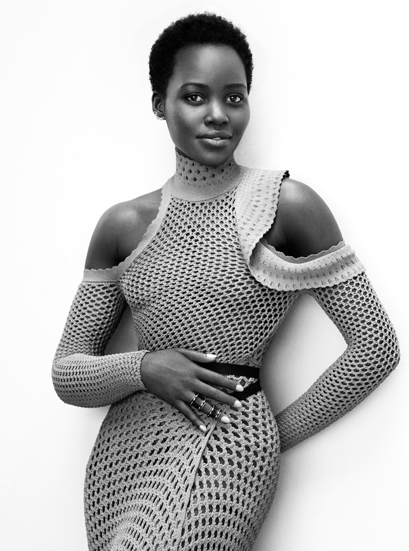 Lupita Nyong'o flaunts her shoulders in a Proenza Schouler dress