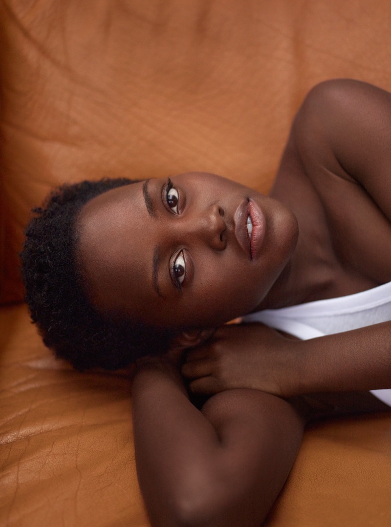 Lupita Nyong'o gazes into the camer'a lens for this stunning close-up shot