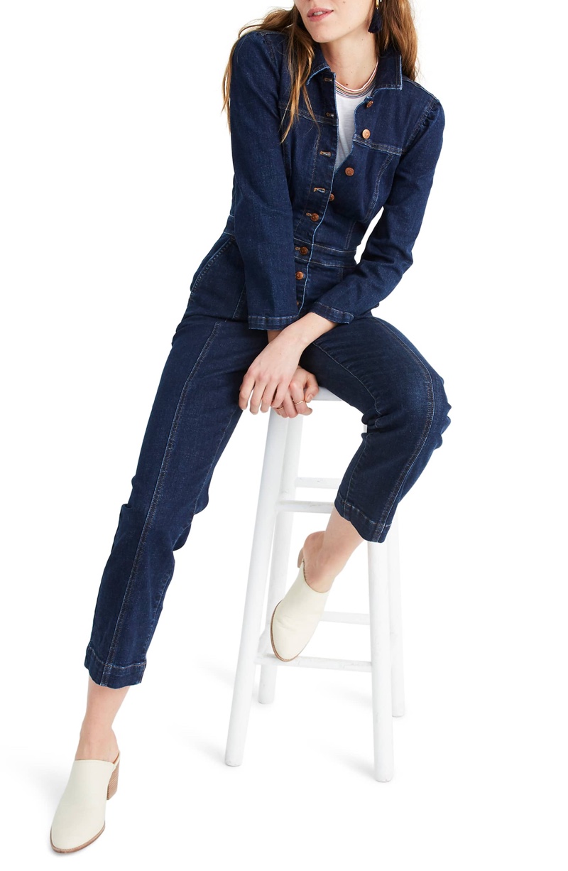 Chambray Denim Jumpsuit for Woman in Denim | Valentino PT