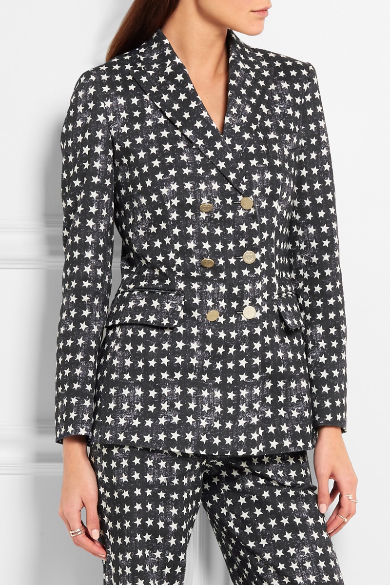 Max Mara Stretch Cotton Twill Blazer with Star Print