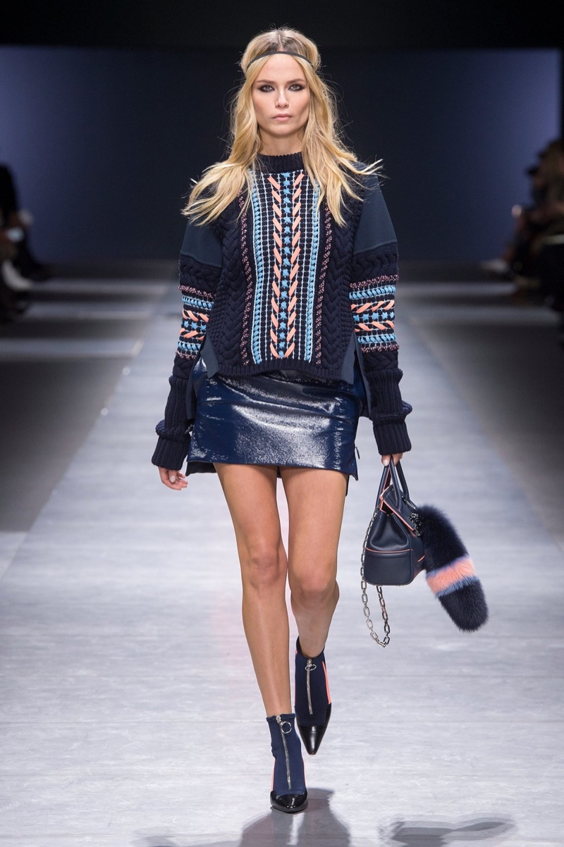 Natasha Poly walks the runway at Versace's fall-winter 2016 show during Milan Fashion Week