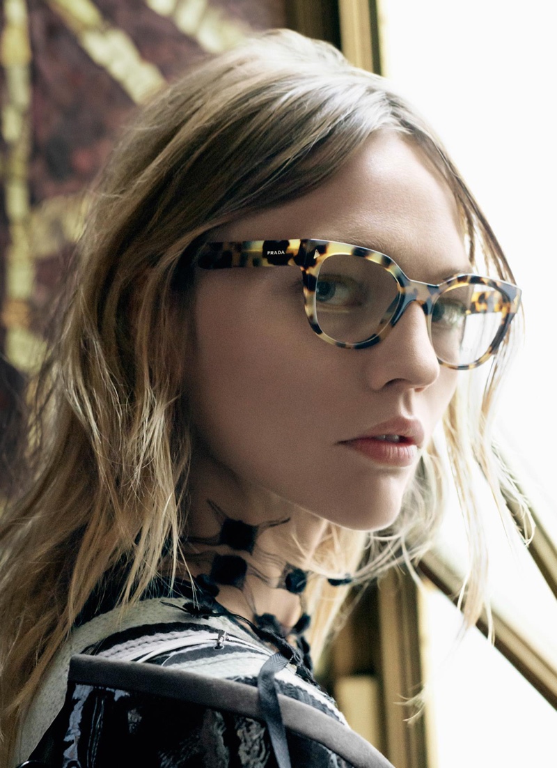 Sasha Pivovarova stars in Prada's spring 2016 eyewear campaign