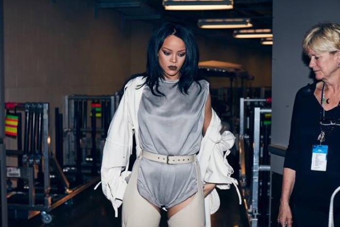 Rihanna wears custom Giuseppe Zanotti boots on her Anti world tour. Photo: Dennis Leupold