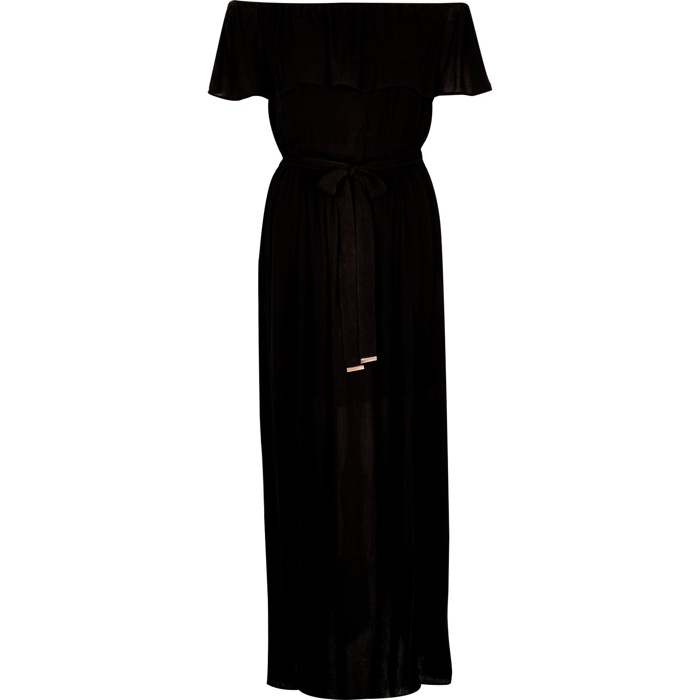 River Island Black Bardot Maxi Dress