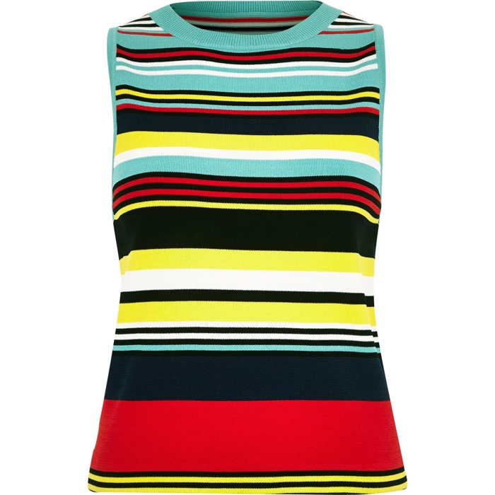 River Island Blue Striped Knit Top