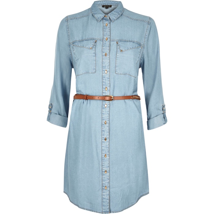 River Island Light Blue Denim Shirt Dress