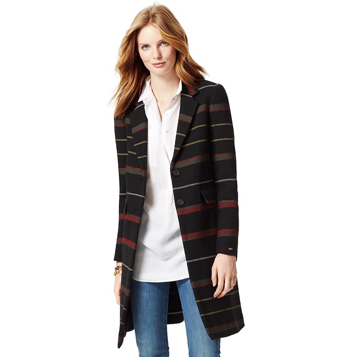 Tommy Hilfiger Striped Long Coat