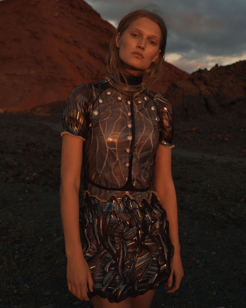 Toni Garrn models a Louis Vuitton dress