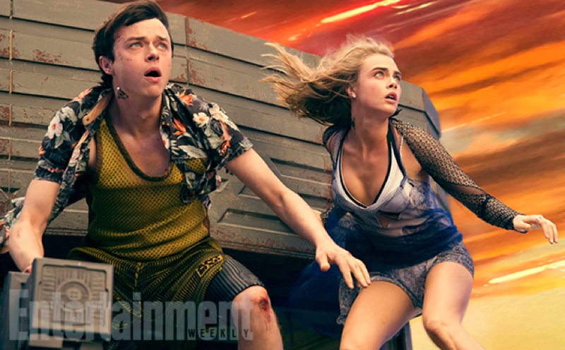 Dane DeHaan and Cara Delevingne look in danger on set of Valerian film. Photo: EW