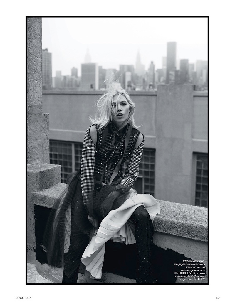 Aline Weber layers up in the designs of Undercover and Frolov