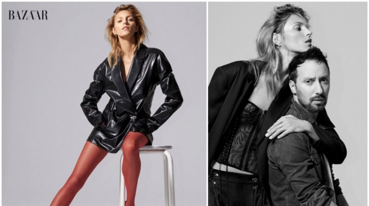 Anja Rubik Models Anthony Vaccarello’s Sexy Designs for BAZAAR
