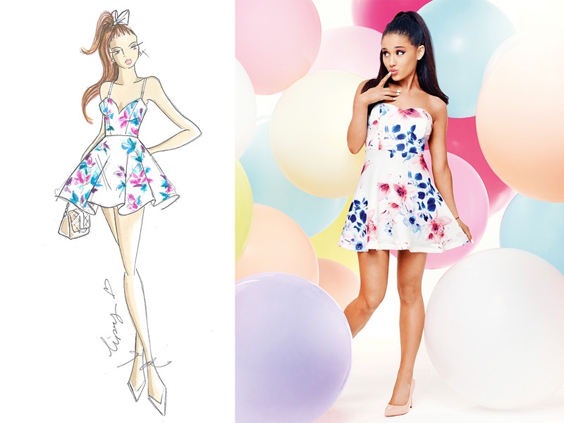 Ariana Grande x Lipsy Floral Bandeau Prom Dress