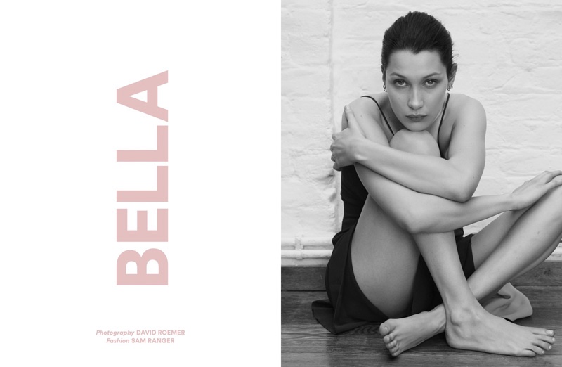 Photographed by David Roemer, Bella Hadid poses in minimal looks