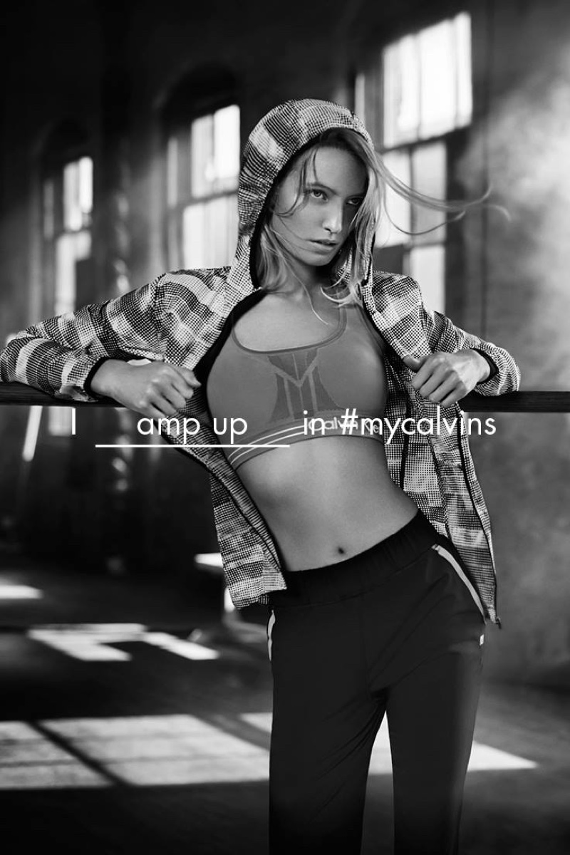 Calvin Klein Performance's spring 2016 campaign features sports bra, hooded jacket and leggings look