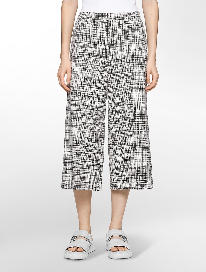 Calvin Klein Platinum Blurred Grid Print Culottes