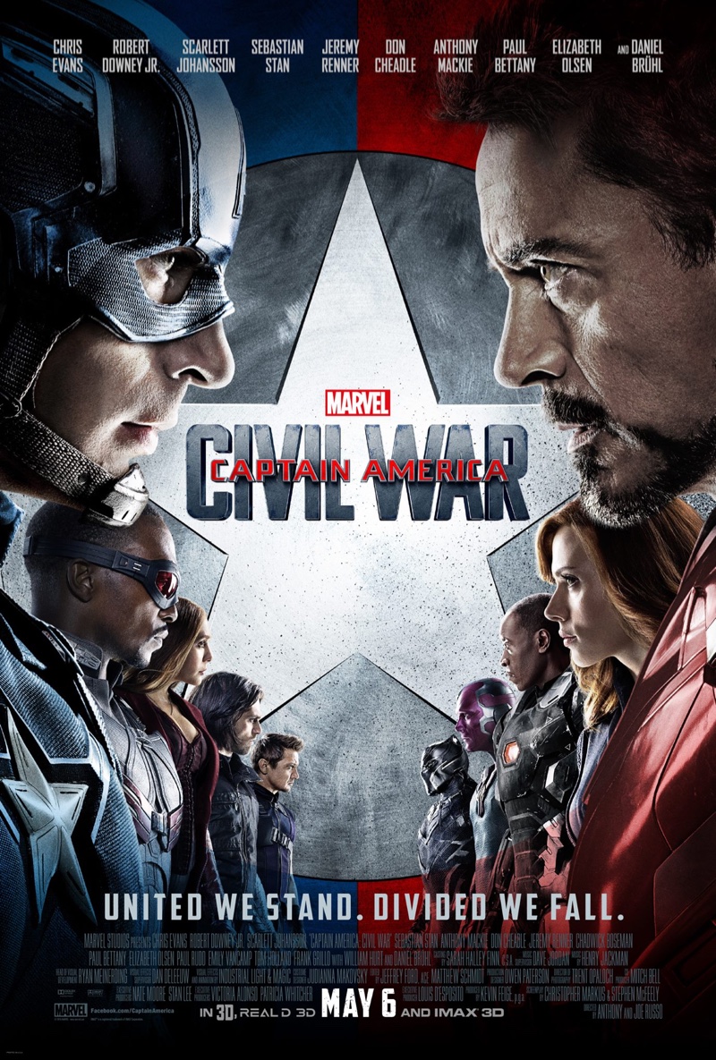 The cast of Captain America Civil War on movie poster