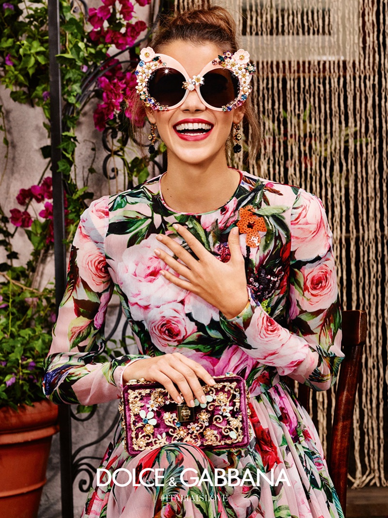 Pauline Hoarau is all smiles in Dolce & Gabbana's spring 2016 eyewear campaign