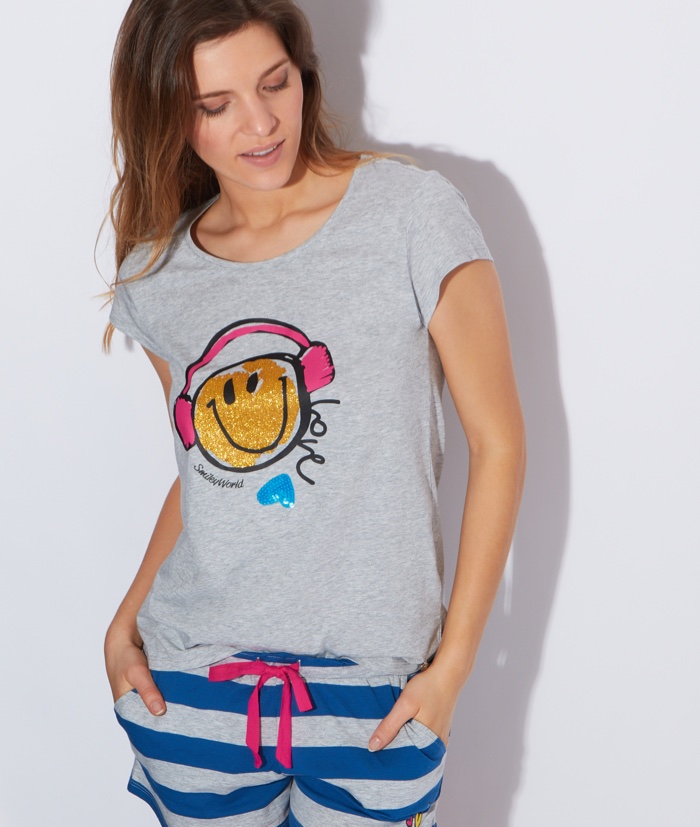 Etam Printed Smiley Pajama Top